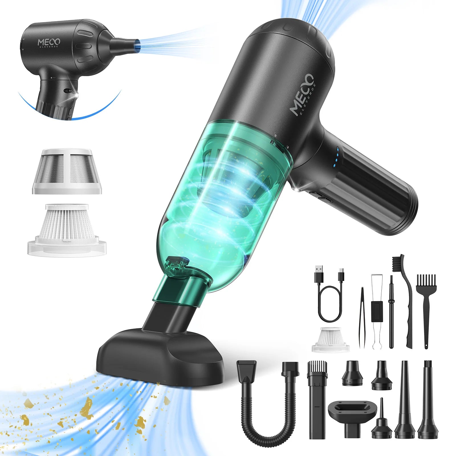 4 in 1 Electric Air Duster and Vacuum Cleaner with Powerful 3 Speed System for Computer and Car