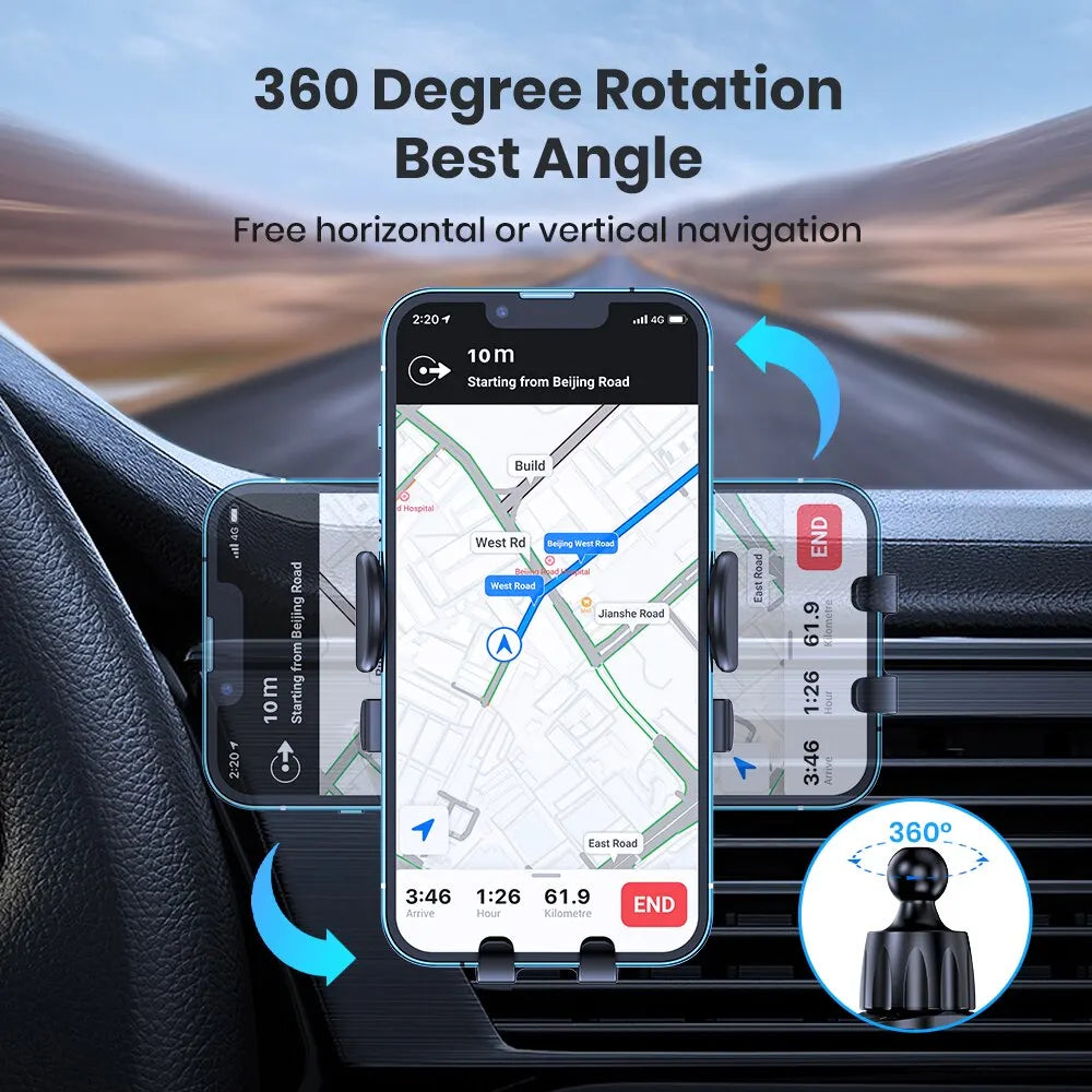 Universal Auto-Lock Car Air Vent Phone Mount with 360° Rotation Secure Grip Safe Hands-Free Driving