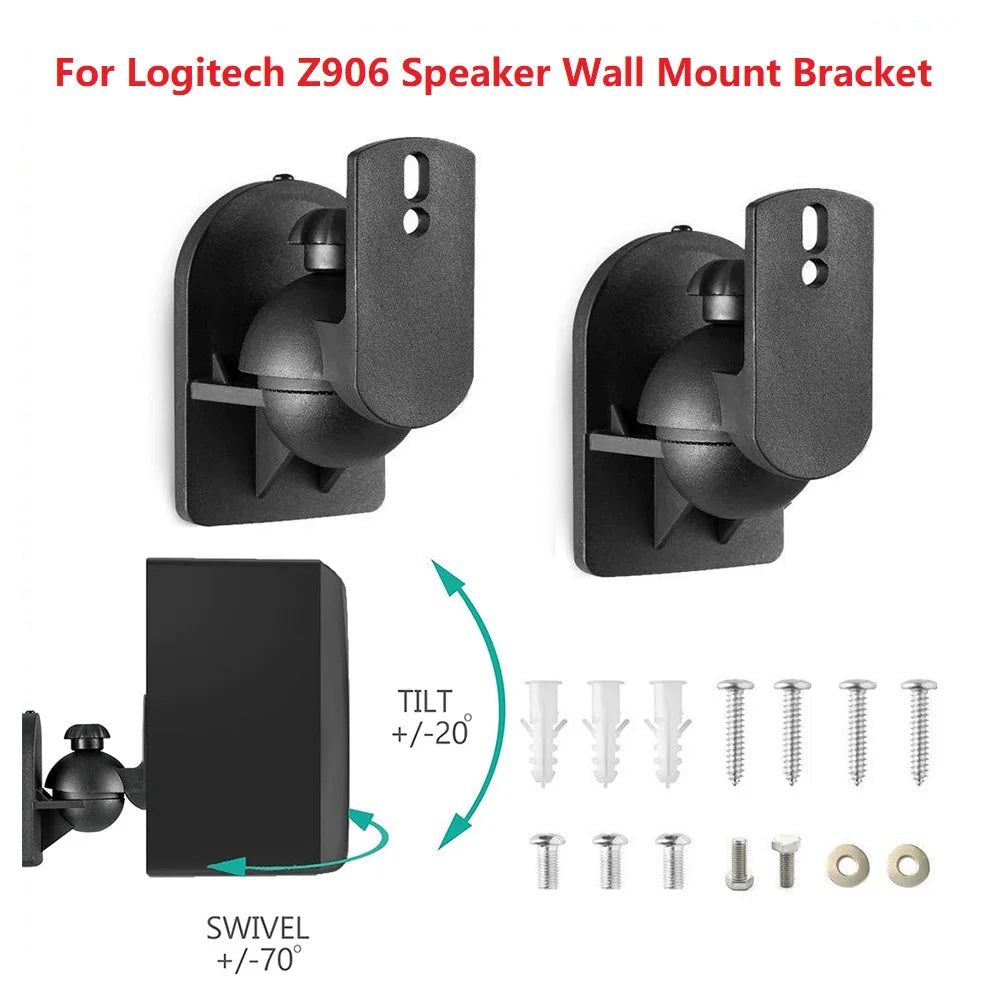 Universal Speaker Wall Mount Brackets for Logitech Z906, Adjustable Metal Hanger Stand (2 Pcs)