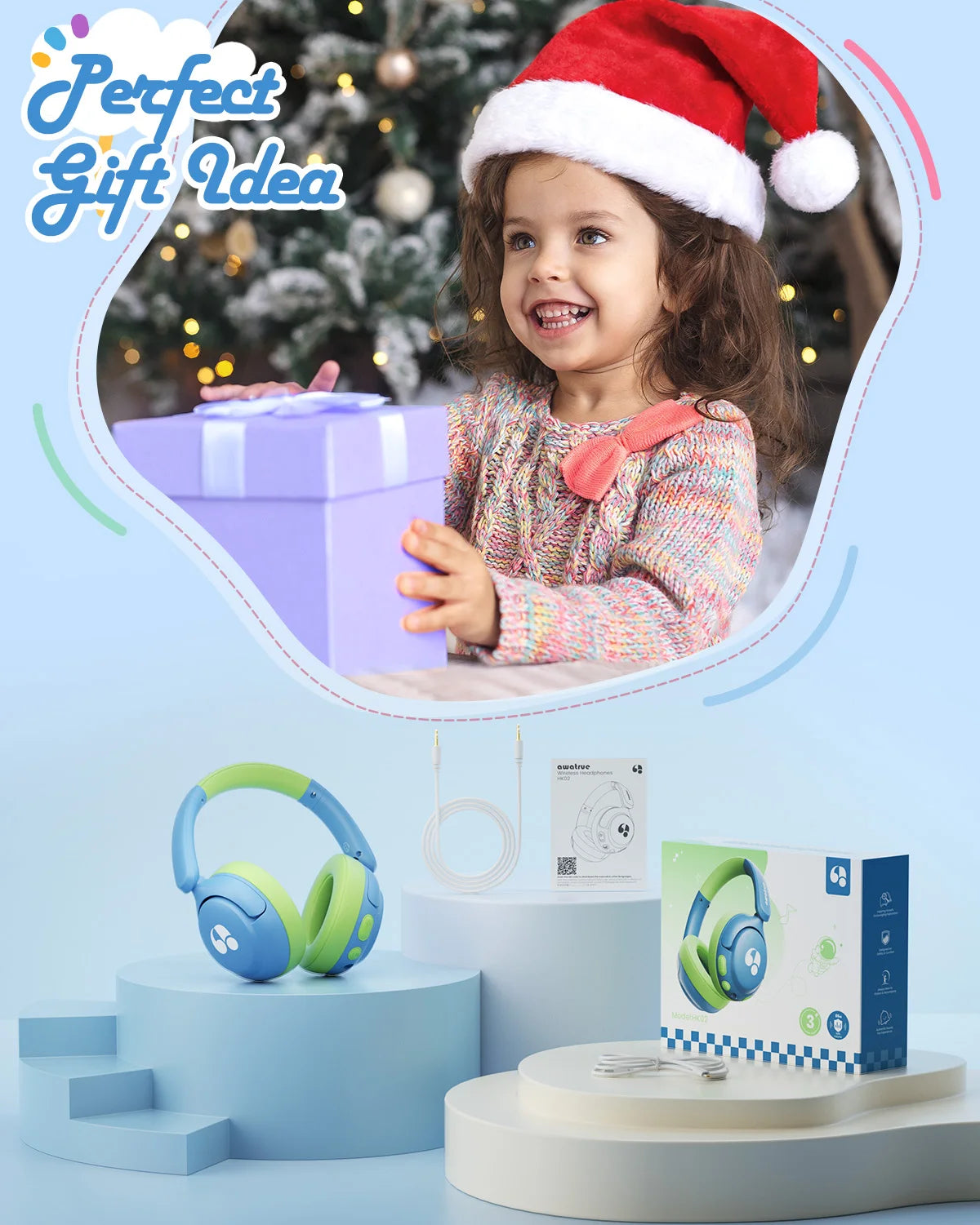 Kids Bluetooth Wireless Headphones with 85dB Safe Volume and Over Ear Comfort Design