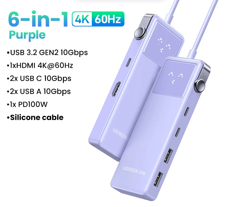 USB-C 7-in-1 Hub with 4K60Hz HDMI, Gigabit Ethernet, Power Delivery 100W, USB 3.0 Docking Station