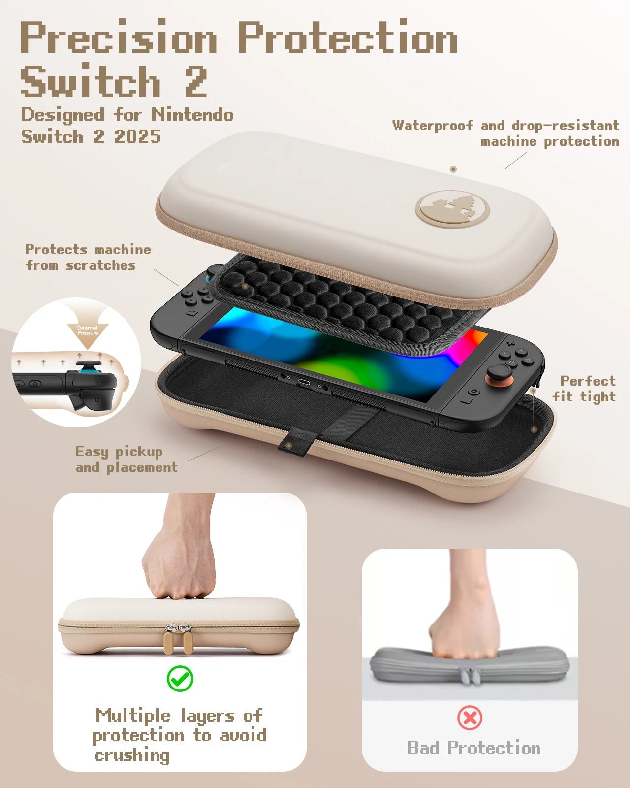Waterproof Travel Carry Case for Nintendo Switch 2 & OLED Console with 10 Game Card Slots