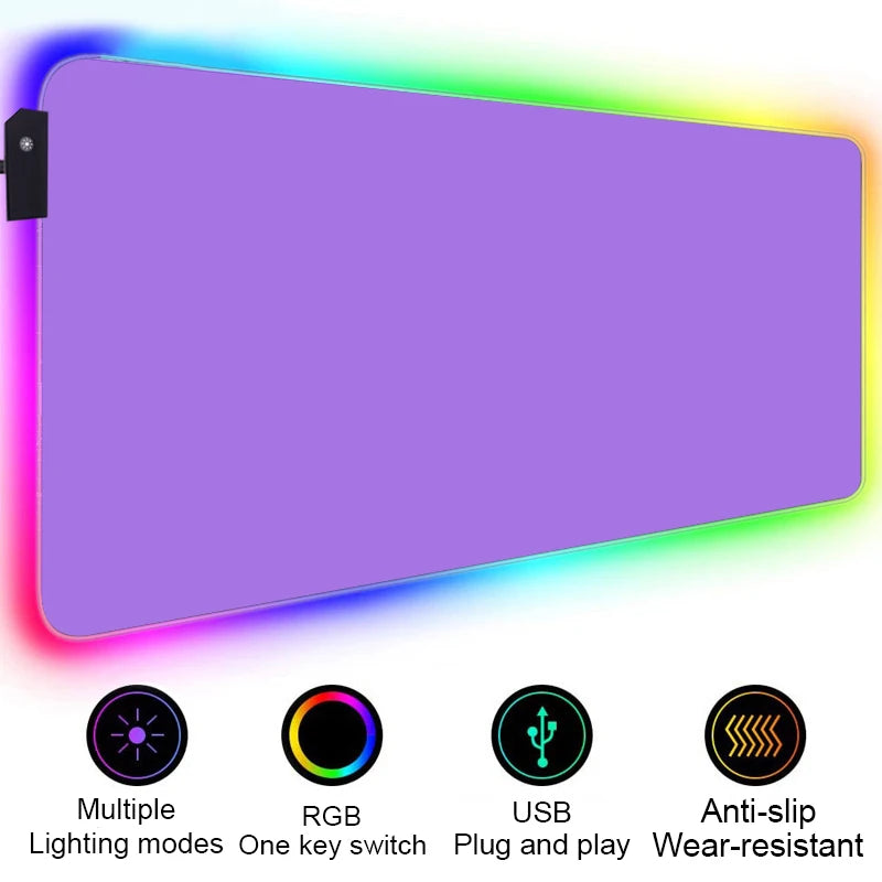 Large RGB Gaming Mouse Pad with LED Backlight Non-Slip Surface for Keyboard and Desk Setup