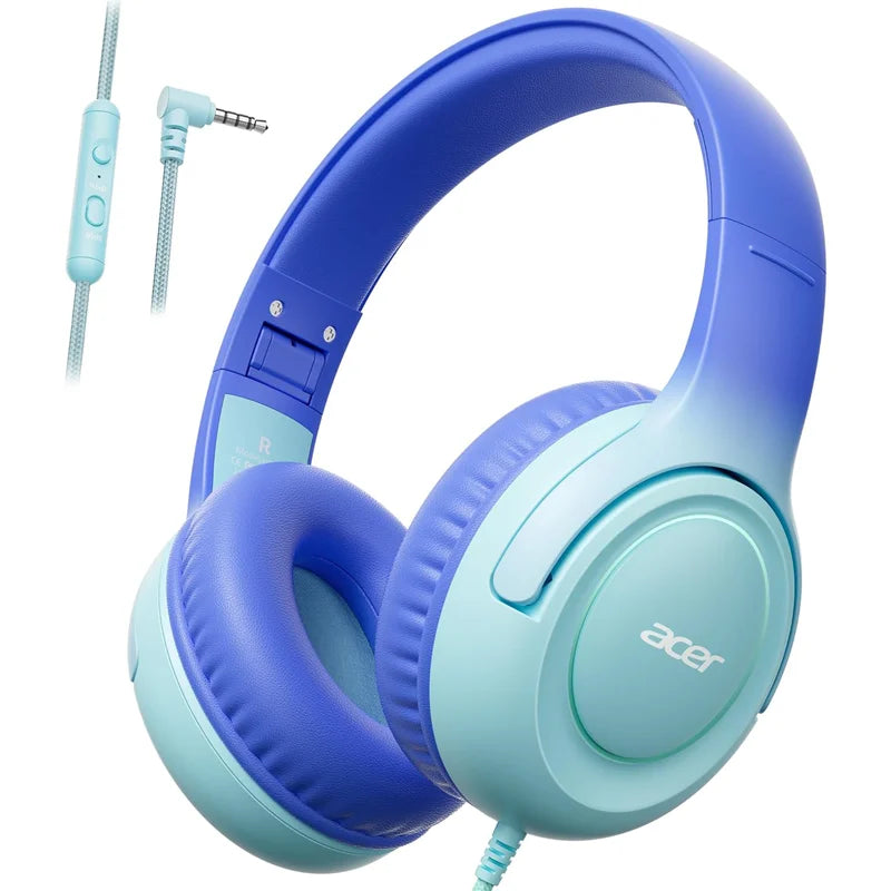 Kids Wired On Ear Headphones with Safe Volume Limiter and 3.5mm Jack for School and Play