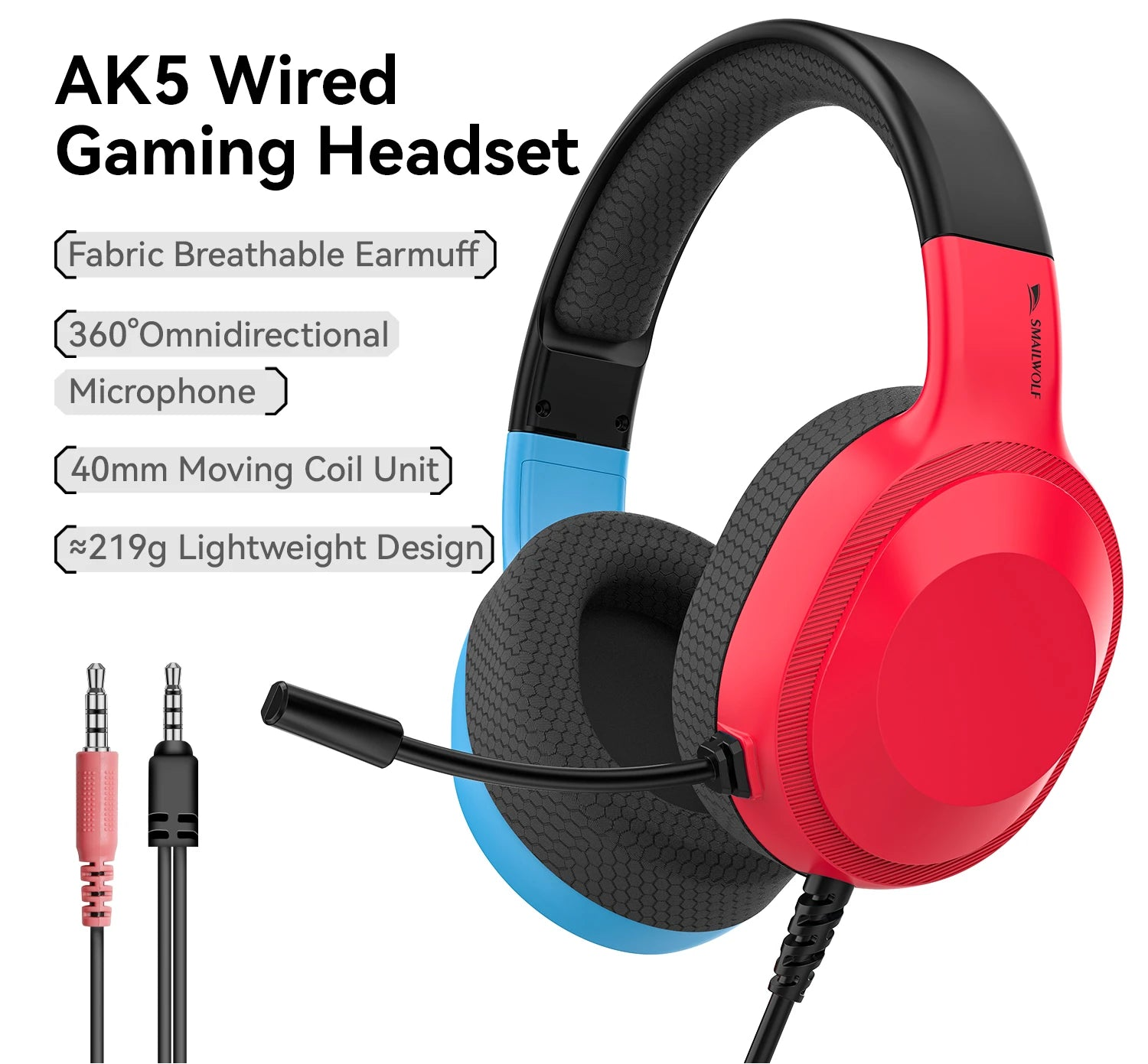Lightweight Wired Gaming Headset with Microphone for PC Laptop and E‑Sports Audio