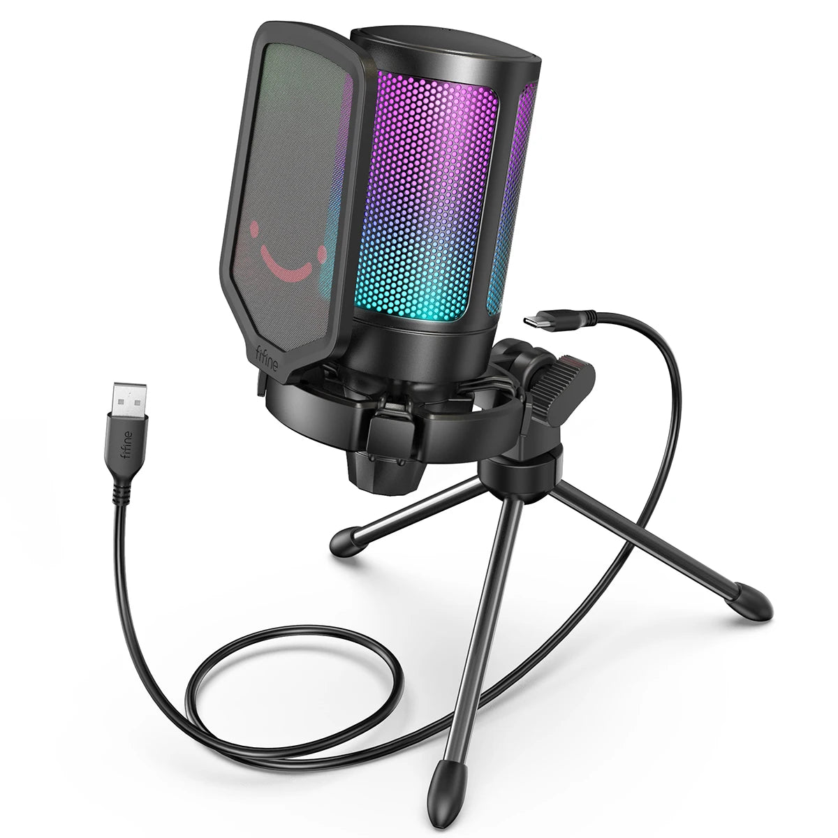 USB Condenser Gaming Microphone with RGB Tap Mute, Pop Filter and Shock Mount for PC Mac Streaming