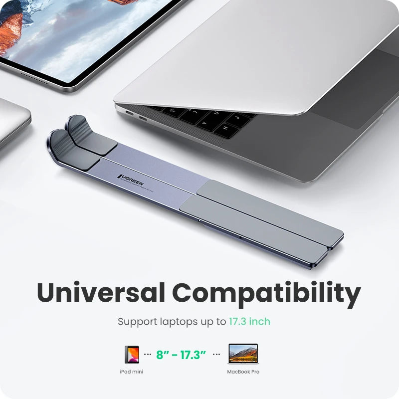Foldable Adjustable Aluminium Laptop Stand for 13-17.3 Inch Notebooks Tablets Phones