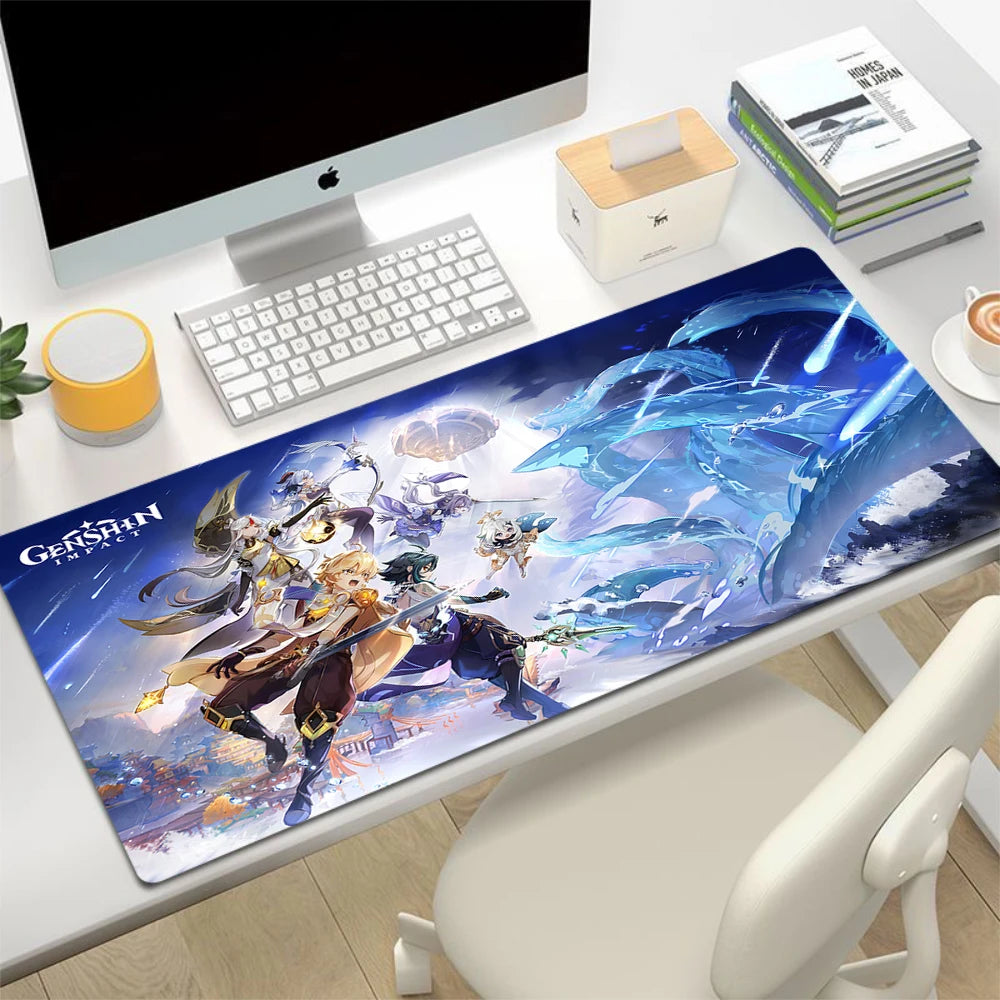XL Anime Gaming Mouse Pad with Anti-slip Rubber Base, Stitched Edges, Custom Print Options