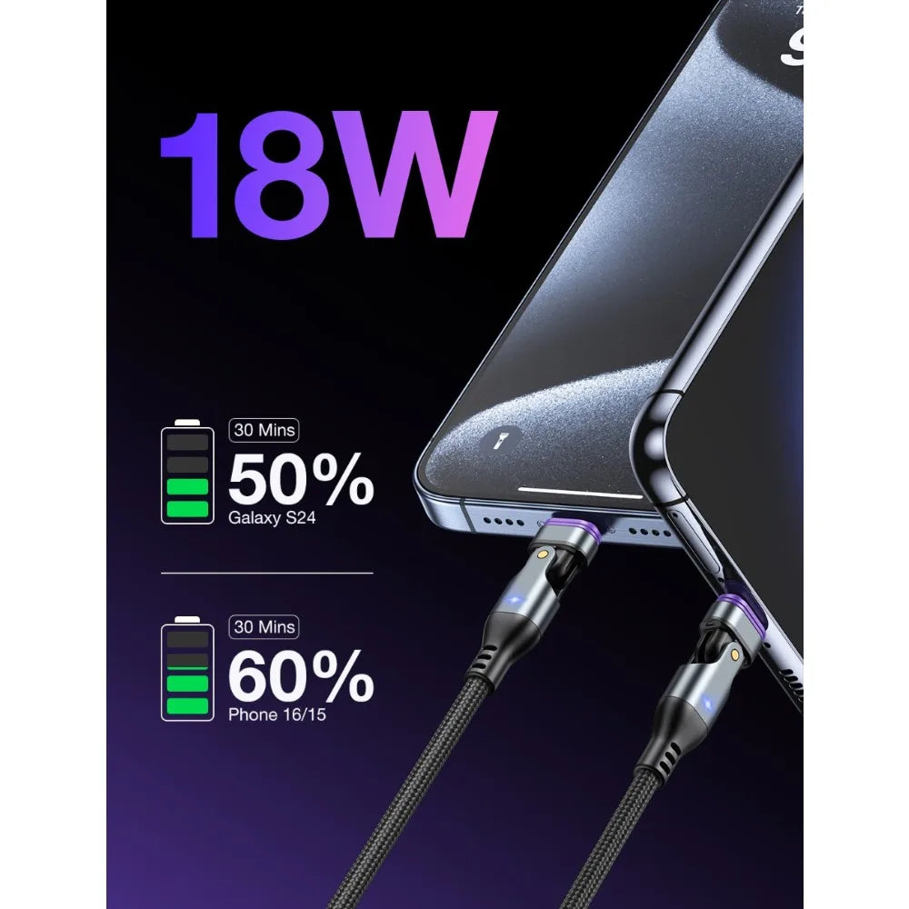 Magnetic USB Fast Charging Cable 3in1 Braided Power and Data Sync Wire