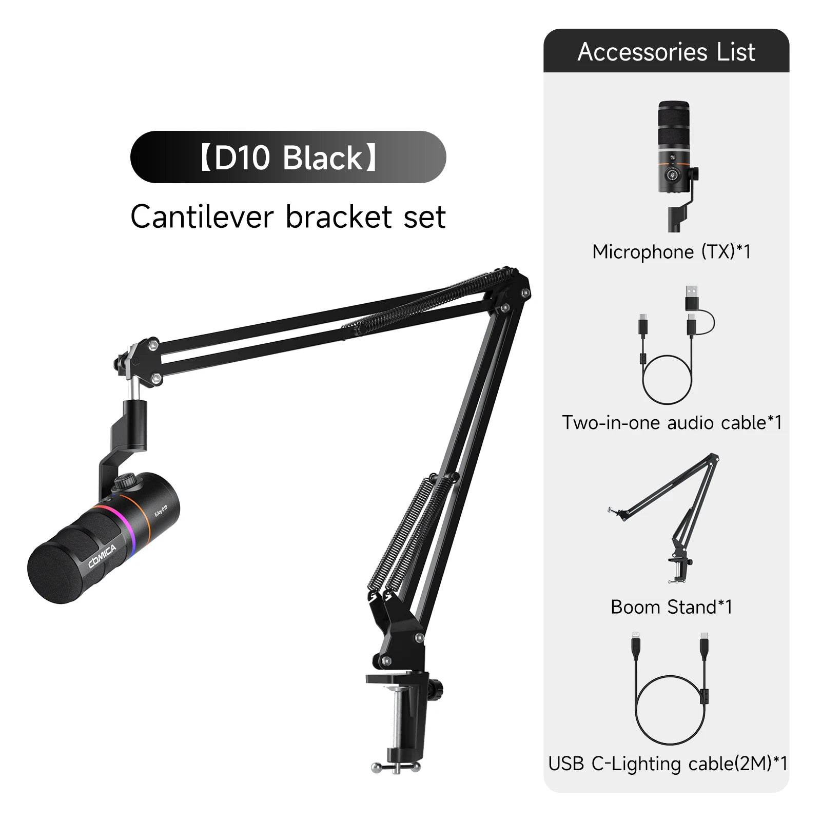 RGB Dynamic USB XLR Wireless Cardioid Microphone with Noise Reduction for Streaming and Podcasting