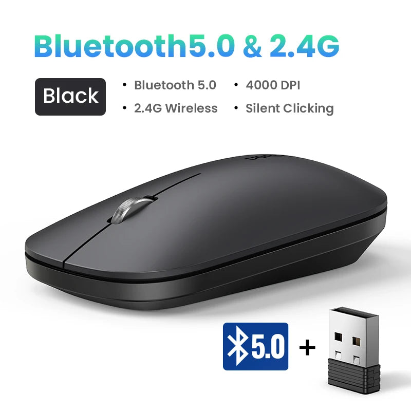 Silent Wireless Bluetooth Mouse with 4000 DPI Dual Mode for Laptop PC Mac Tablet Left and Right Hand