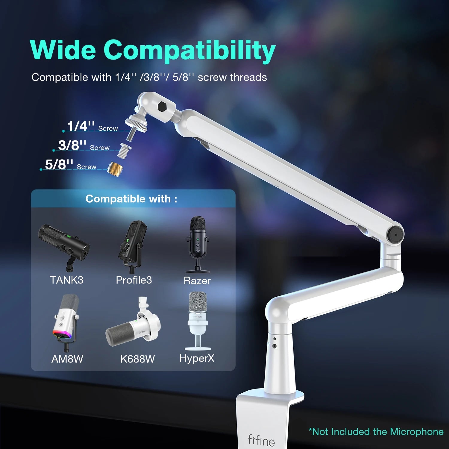Low Profile Microphone Boom Arm with Desk Mount & Cable Management for Streaming and Podcasting