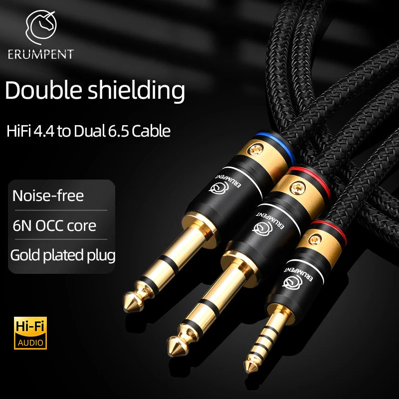 Premium 4.4mm to Dual 6.5mm OCC Audio Cable for Speaker Mixer and Amplifier Connection