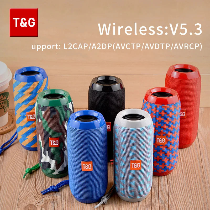 Portable Bluetooth Speaker TG117 TWS Stereo Sound Box Waterproof Outdoor Speaker with TF & FM Radio