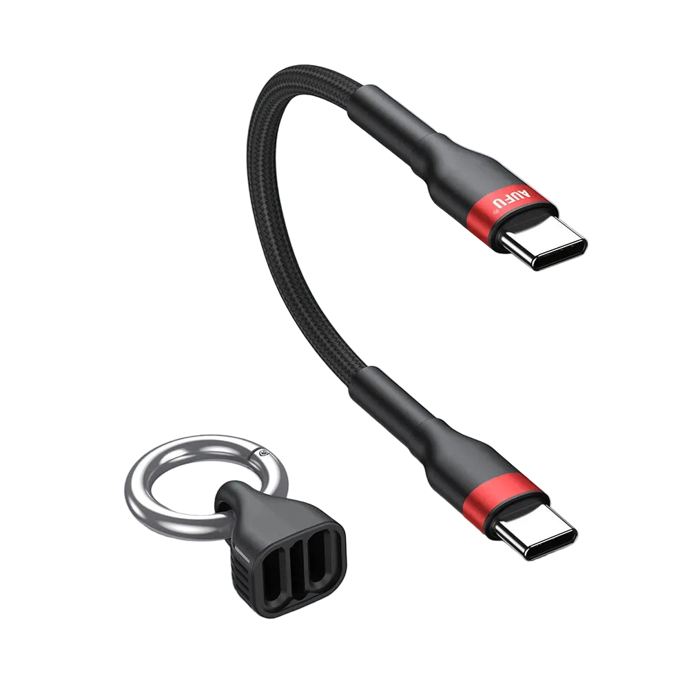 PD60W USB Type C to Type C Fast Charging Short Cable with Keychain for Laptop and Phone