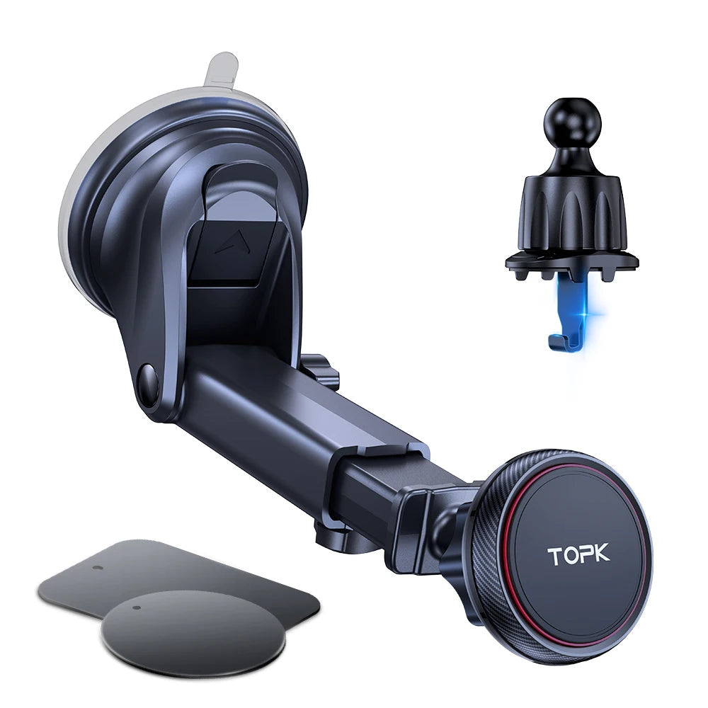 Universal 2-in-1 Magnetic Car Phone Holder, N52 Strong Magnet Mount for Dashboard & Air Vent