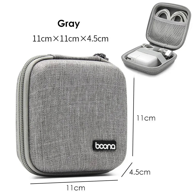 Small Hard Shell Earphone Storage Case for Cables Chargers and Mini Tech Accessories Travel Pouch