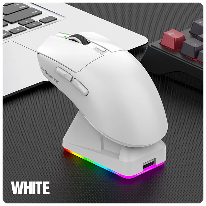 Three Mode Wireless Gaming Mouse with Bluetooth Connectivity and 12000 DPI Optical Sensor