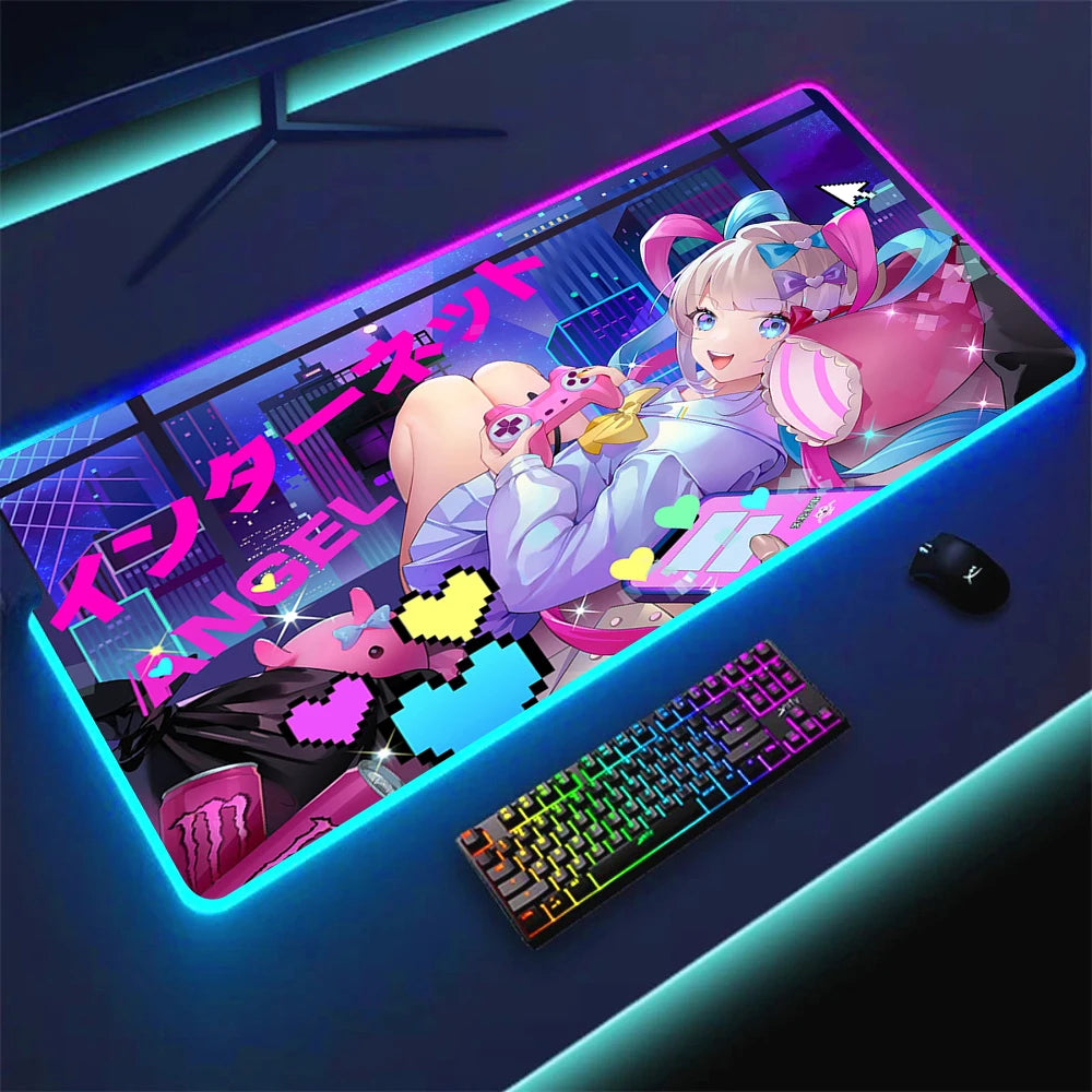 Extended RGB Gaming Mouse Mat with LED Lighting Extra Large Waterproof Non Slip Rubber Surface