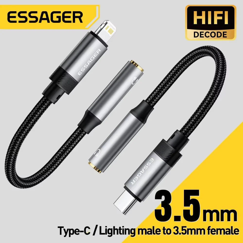 Essager Type-C to 3.5mm Audio Adapter Cable for iPhone 15, Samsung, MacBook & More