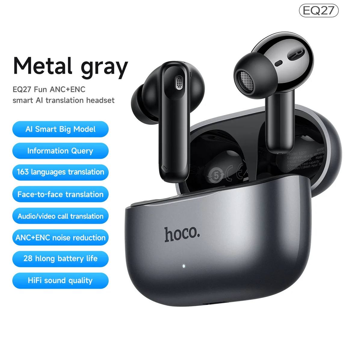 Wireless In-Ear Headphones with AI Translation, Active Noise Cancelling and App Control