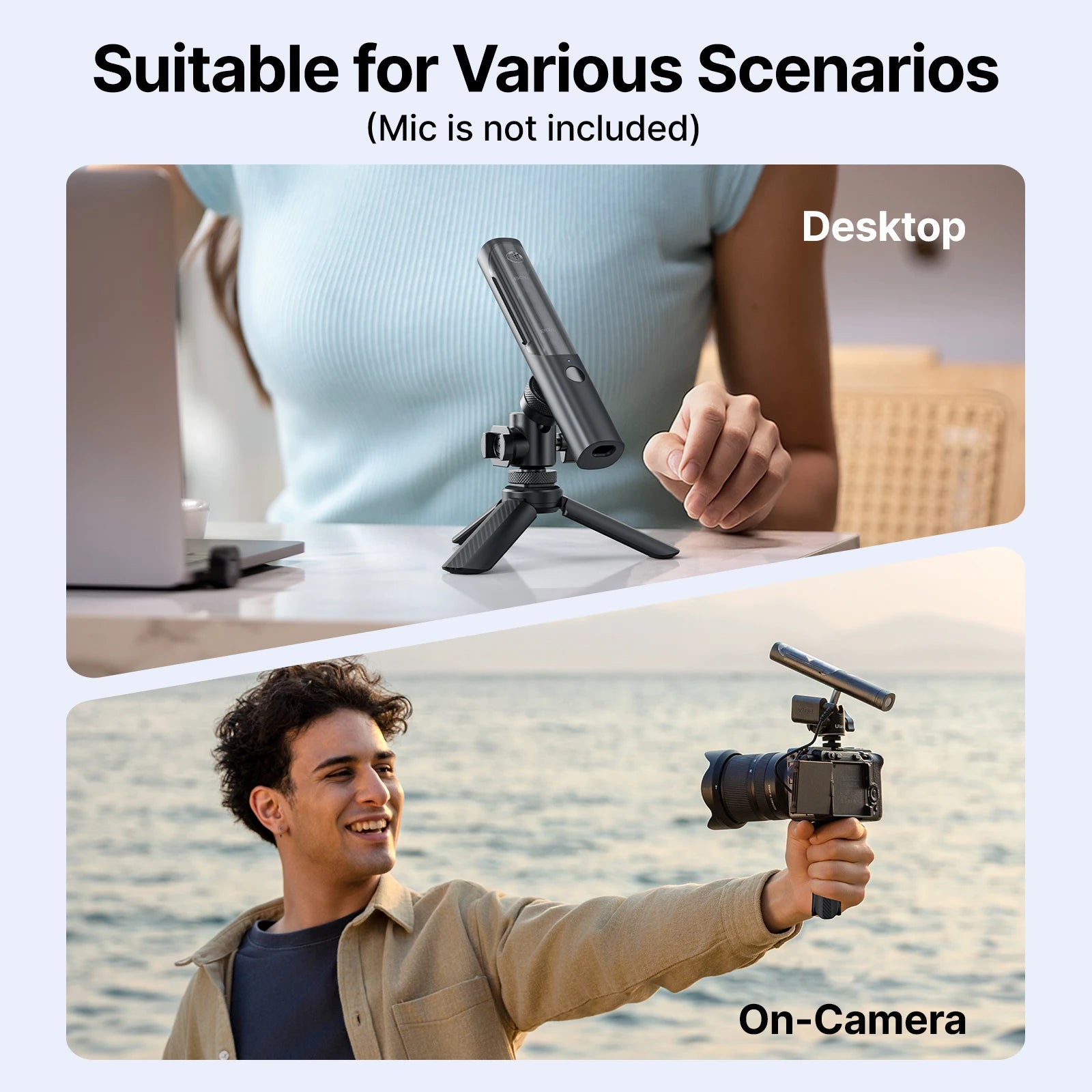 Foldable Desktop Tripod Microphone Stand with Non Slip Rubber Feet for Gaming Podcasting Meetings