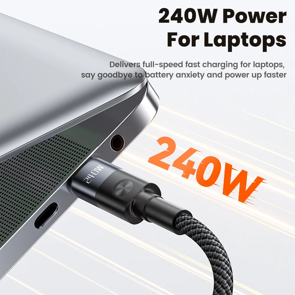 240W USB C Charging Cable with E Marker Chip for Laptops Smartphones and Tablets