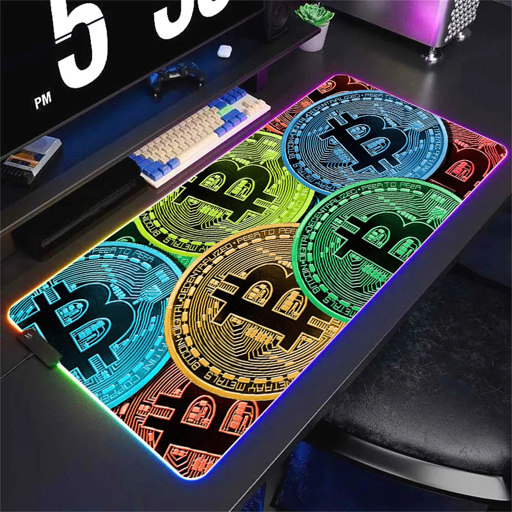 Oversized RGB LED Gaming Mouse Pad Non Slip Waterproof Desk Mat Multiple Sizes for PC Setup