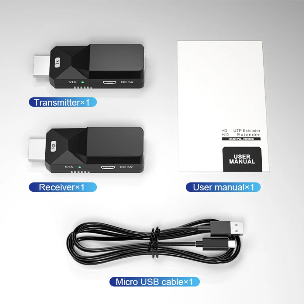 HDMI Extender with IR and Loop Out Full HD 1080p Signal Transmission over Cat6 up to 60m