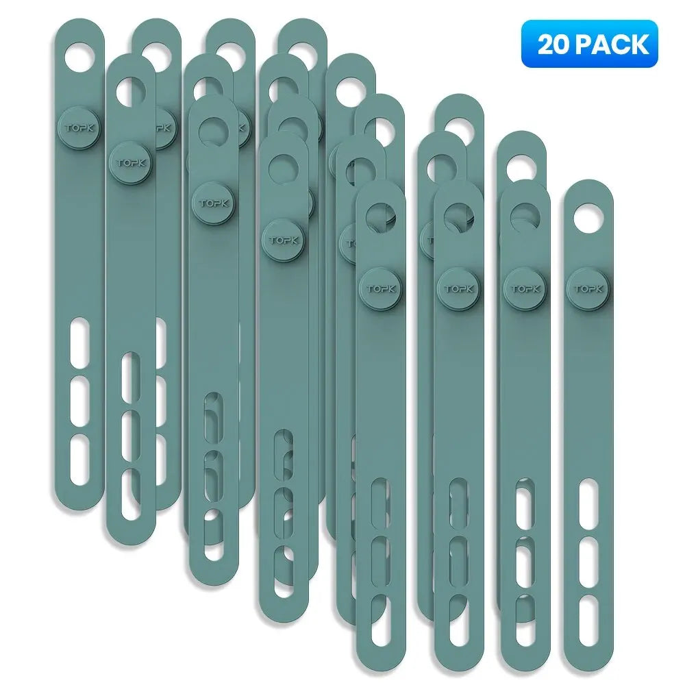 Reusable Silicone Cable Ties Cord Organiser Straps Adjustable Lengths for Wires Home Office