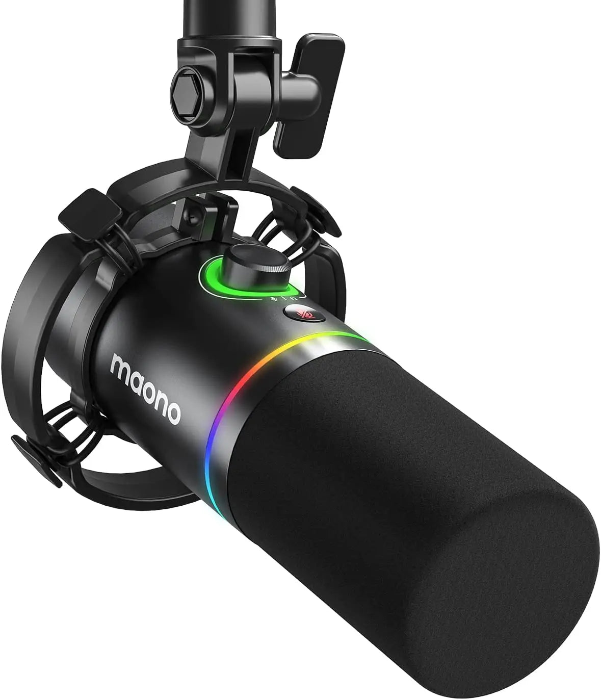 XLR USB Dynamic Gaming Microphone Metal Streaming Recording Mic with RGB Lighting Gain Knob