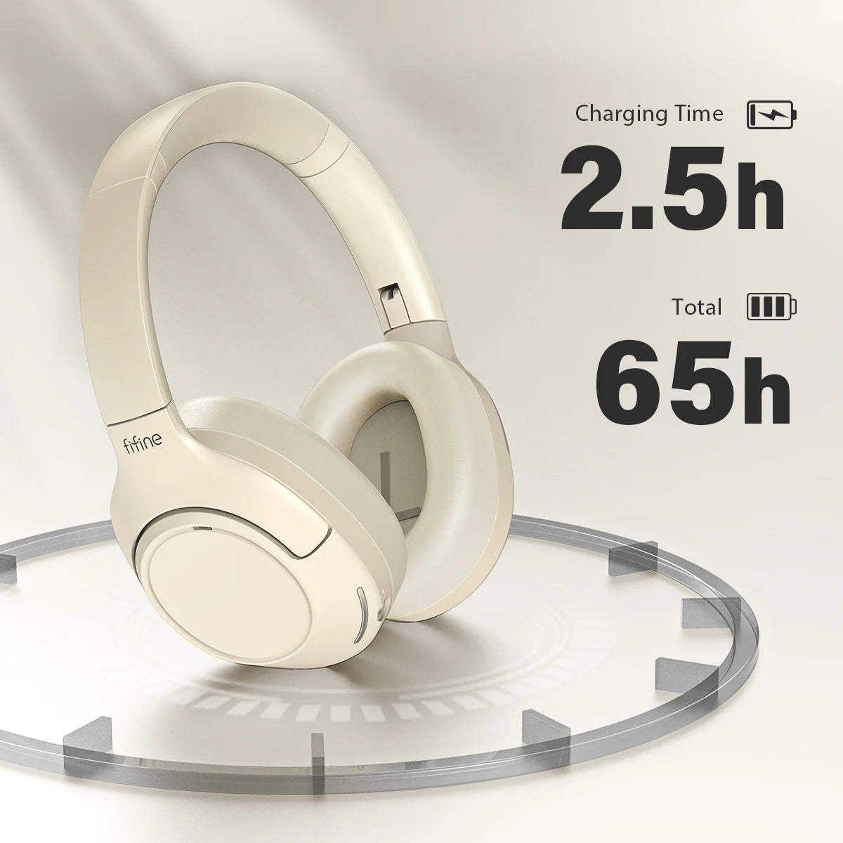 Bluetooth Over-Ear Wireless Headphones with Active Noise Cancelling, 65h Battery, Gaming and Music