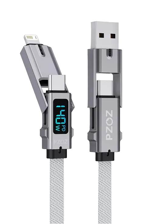All in One USB C Fast Charging Data Cable and TF Card Reader for iPhone iPad MacBook Devices