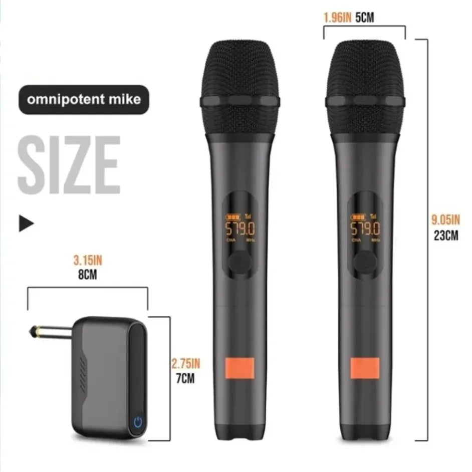 Dual Channel Wireless Portable Microphone System with Clear Voice UHF Connection