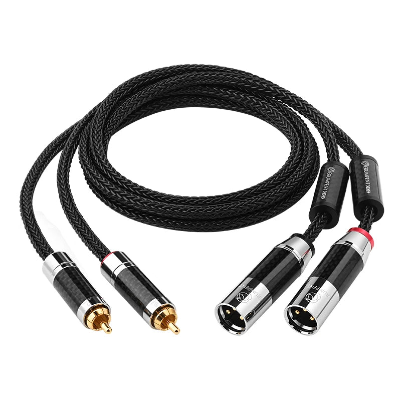 Premium Silver Plated OCC RCA to XLR Audio Cable Pair for Amplifiers and Studio Equipment