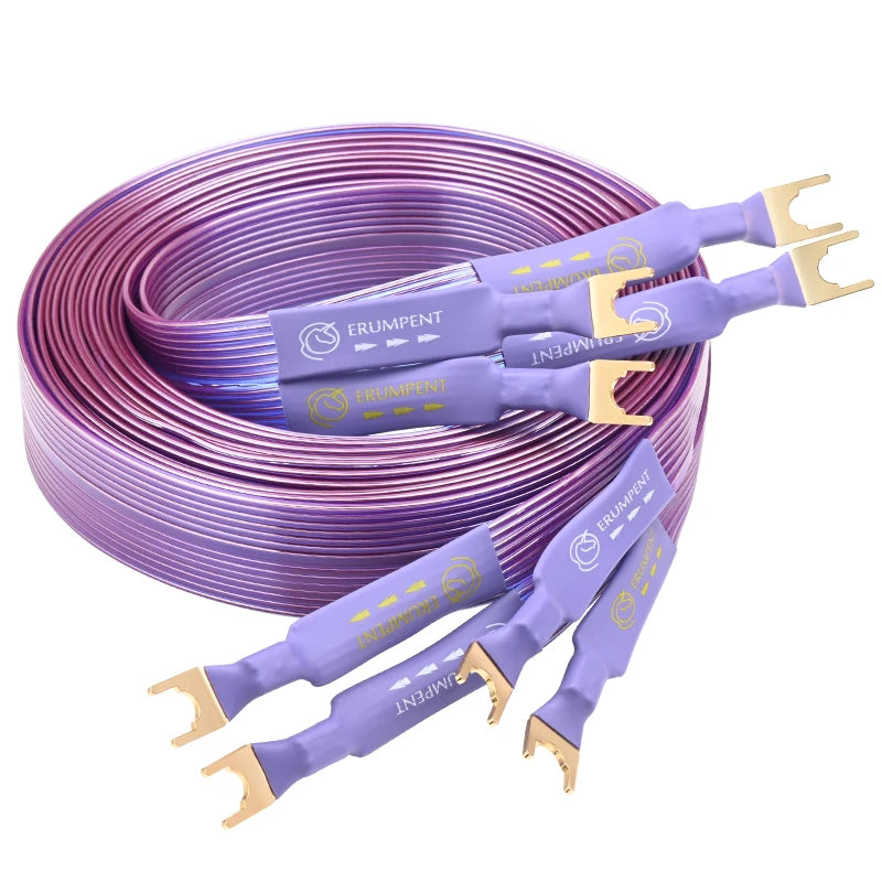 High Fidelity Pure Copper Speaker Cable with Gold Plated Connectors for Amplifier Systems