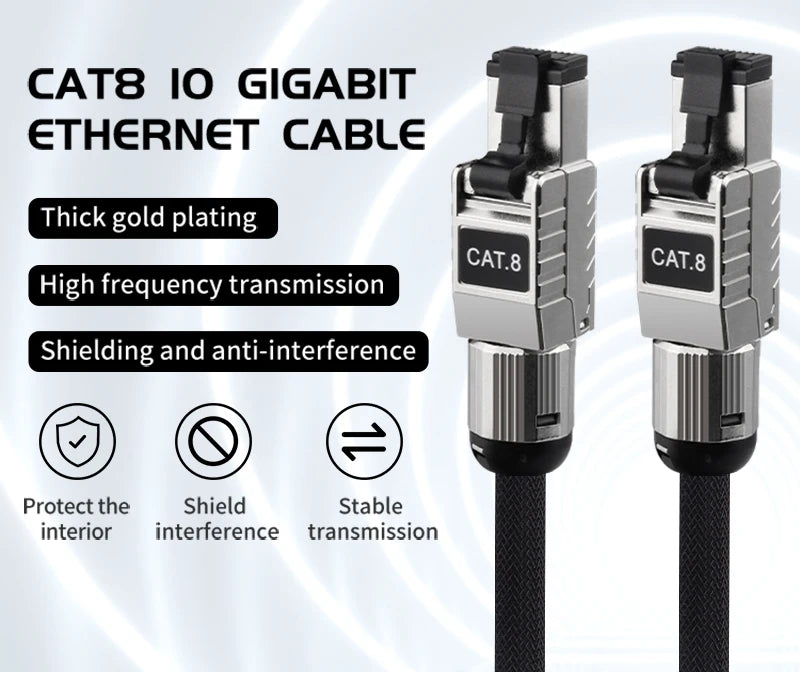 Cat8 High Speed Ethernet Cable 40Gbps SSTP Network Cable for Gaming PC Router and Console