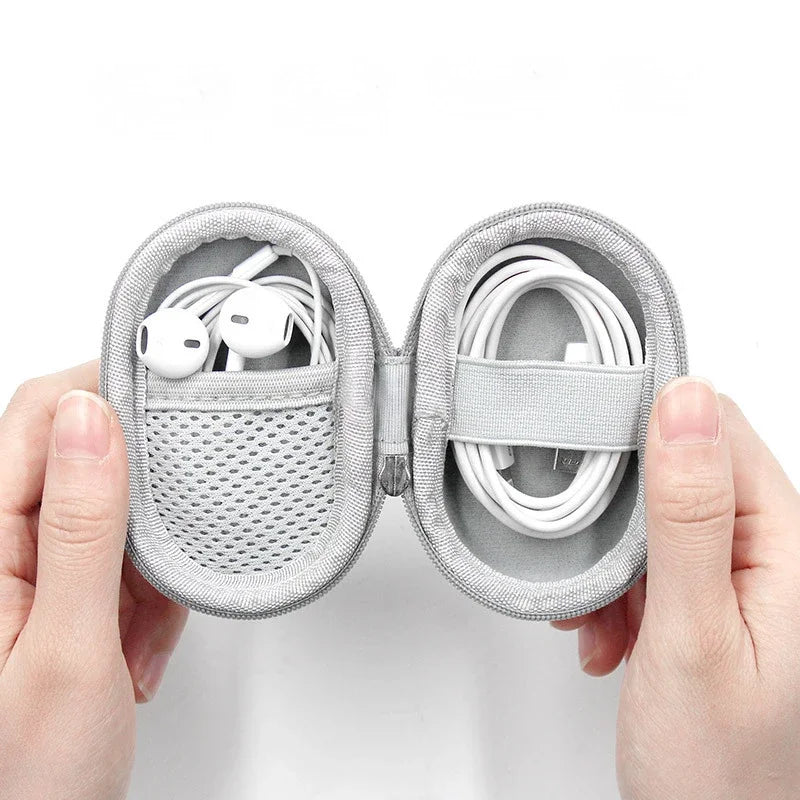 Small Hard Shell Earphone Storage Case for Cables Chargers and Mini Tech Accessories Travel Pouch