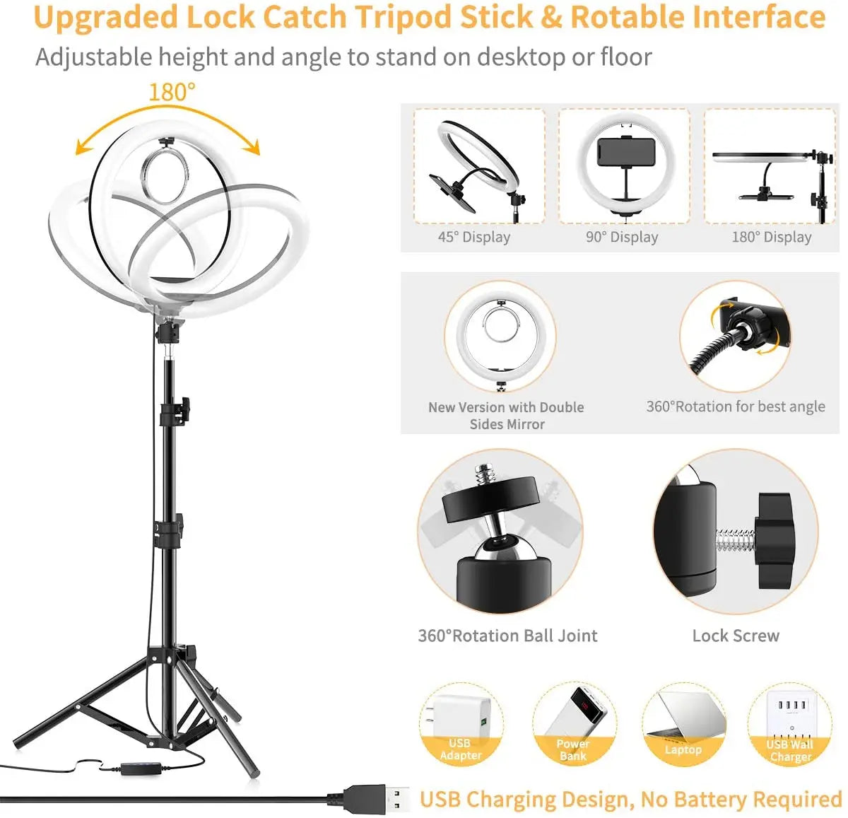 LED Ring Light with Tripod and Phone Holder for Video Streaming Makeup and Photography