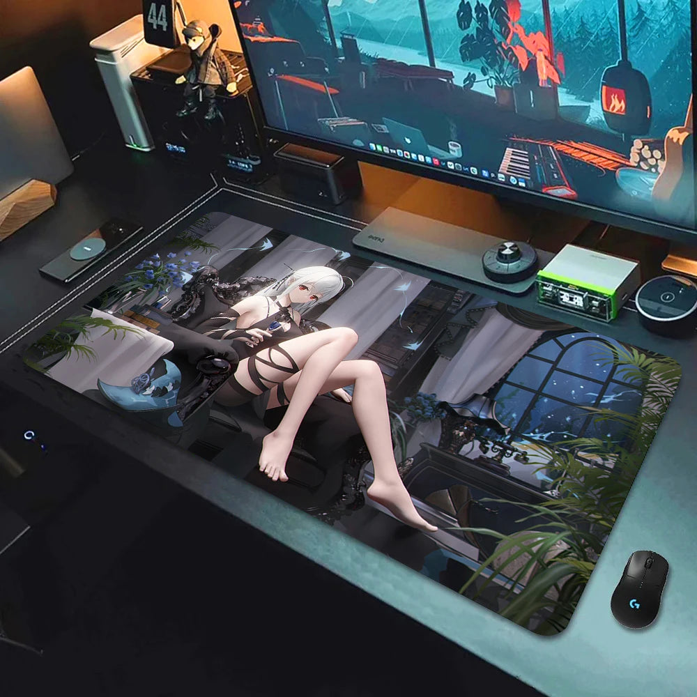 Large Gaming Mouse Pad with Non-Slip Rubber Base and Anime-Inspired Design for E-Sports Setups