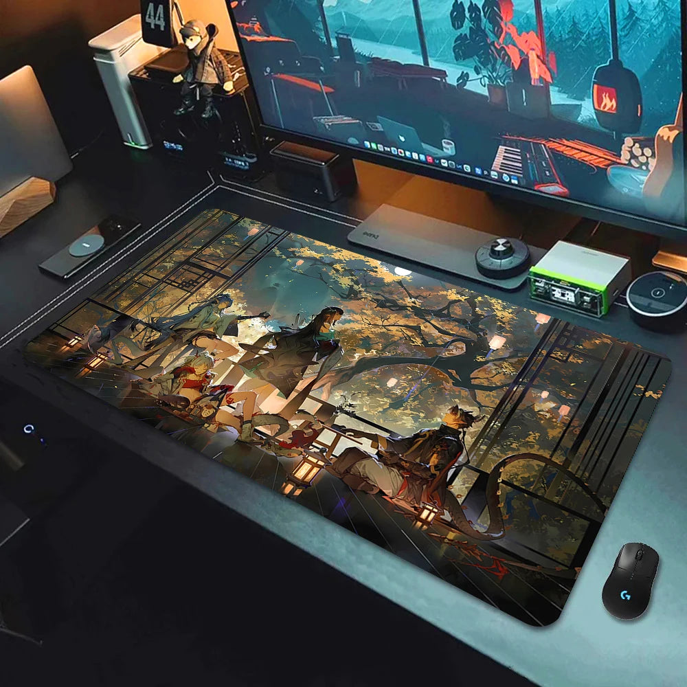 Large Gaming Mouse Pad with Non-Slip Rubber Base and Anime-Inspired Design for E-Sports Setups