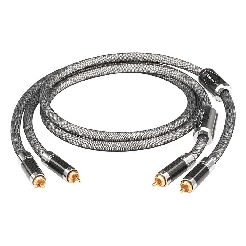 Premium Silver Plated RCA to RCA HiFi Audio Cable for Amplifiers DACs and Stereo Systems