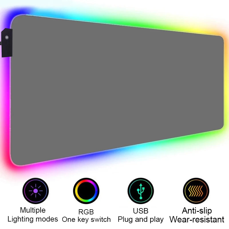 Large RGB Gaming Mouse Pad with LED Backlight Non-Slip Surface for Keyboard and Desk Setup