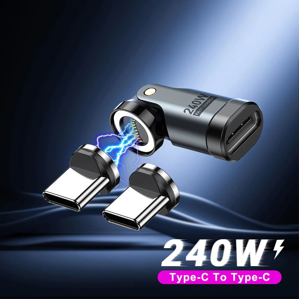9-pin Magnetic USB-C OTG Adapter 240W PD Fast Charging Data Connector for Laptop and iPhone