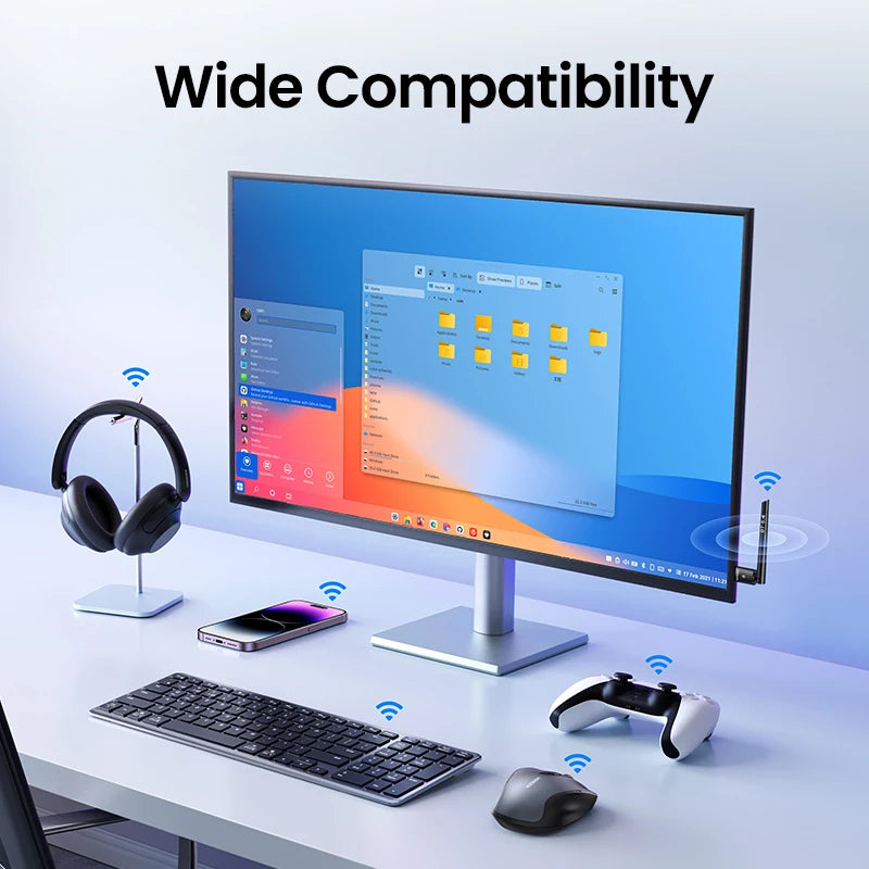 USB Bluetooth 5.4 Long Range Adapter 120m Dongle for PC Audio Keyboard Mouse Wireless