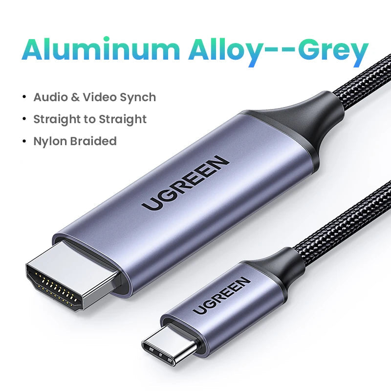 USB-C to HDMI 2.1 Cable up to 4K at 120Hz Support for Monitors TVs Laptops Tablets
