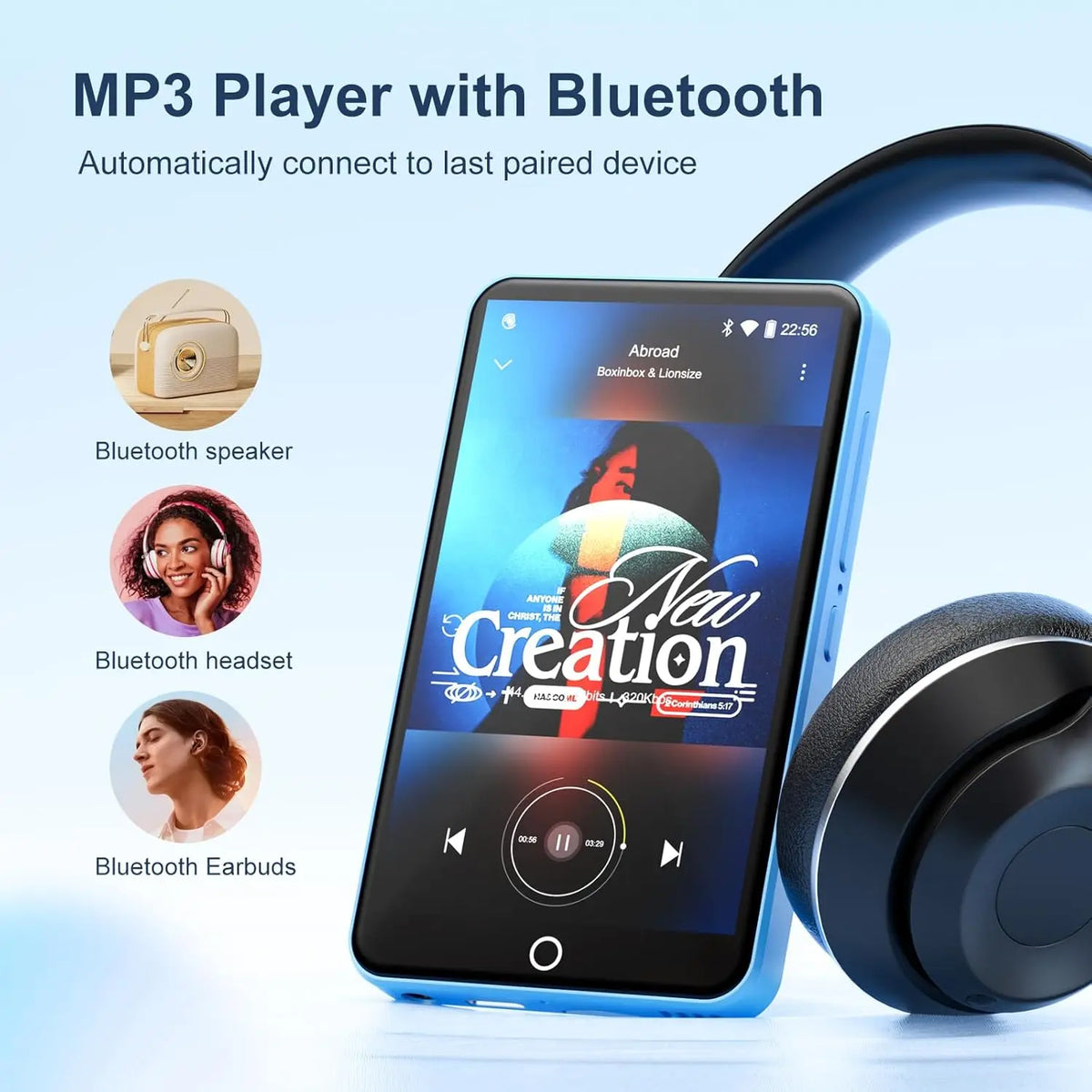 16GB Bluetooth and WiFi MP3 Player with 4 Inch Touchscreen FM Radio eBook and 512GB Expansion