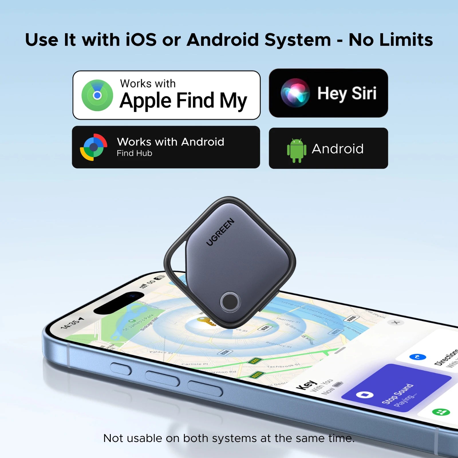 Smart Bluetooth Tracker Card Compatible with iOS Find My and Android Find Hub Apps