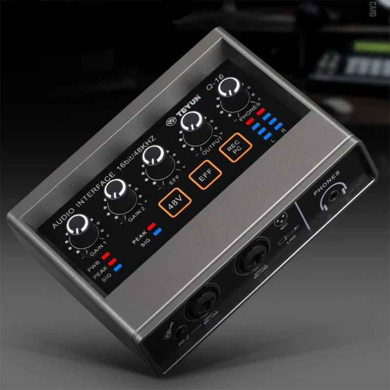 USB Audio Interface External Sound Card for Professional Studio Recording and Live Streaming