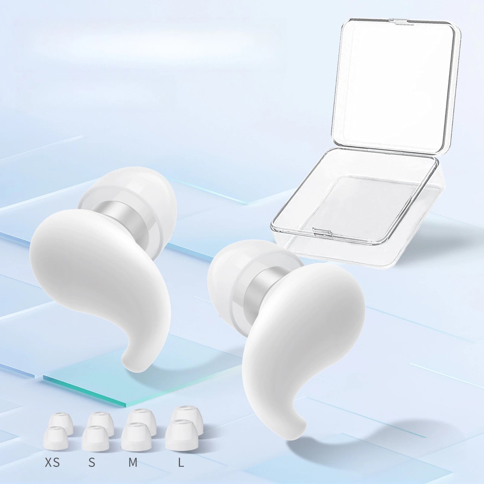 Reusable Silicone Noise Cancelling Earplugs, Filter Mesh Sleep and Waterproof Ear Protectors